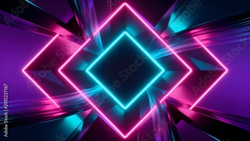 Neon geometric light pattern