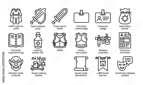 Tableau sur toile RPG Game Icons, Fantasy Adventure Assets, Medieval Quest Symbols, Roleplaying Ga
