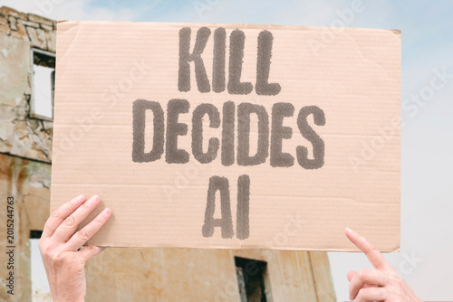 Quadro su tela "Kill Decides AI" AI independently determines lethal targeting decisions in conflict