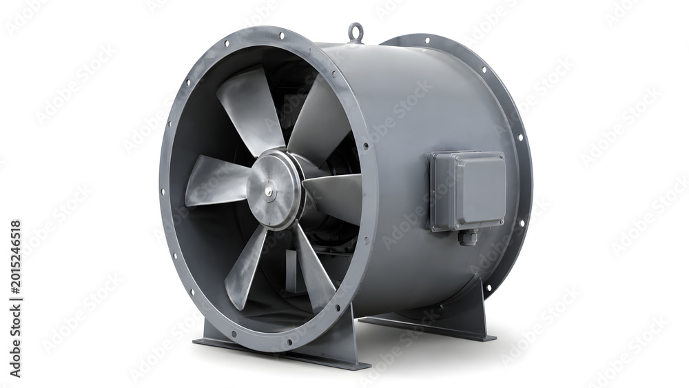 Fototapeta premium Realistic Ventilation Fan 3D Render Isolated on White Background, Industrial Air System