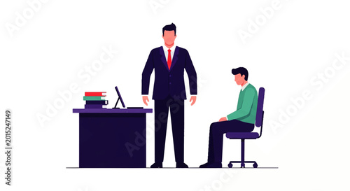 Foto Vector flat design illustration of a boss standing over a subordinate in an offi