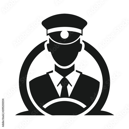 Professional chauffeur icon representing transportation travel service and driver symbol