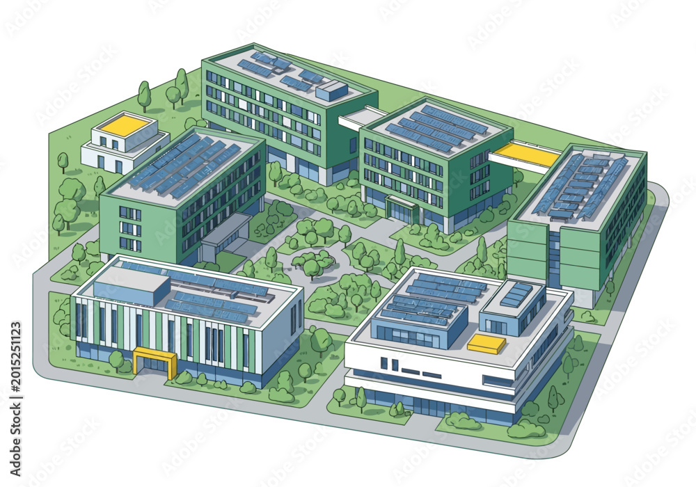 Obraz premium Solar Panels on Modern Buildings.