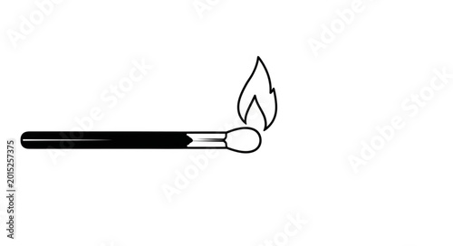 Quadro su tela Close-up of Matchstick with Flame Igniting.