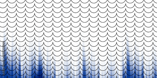 A simple and abstract black mermaid scales pattern can be used as a background. with haftone blue background