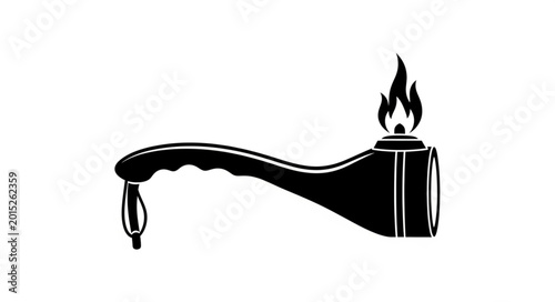 Canvastavla Torch with Flame and Dripping Liquid Illustration.