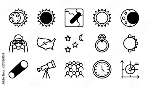 Tablou pe pânză Astronomy Icons Set: Celestial Bodies, Telescopes, Maps, Rings, Clocks, Graphs