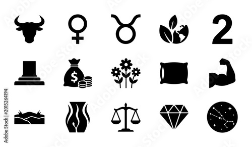 Photos Zodiac Icons Set, Astrology Symbols, Horoscope Elements, Celestial Signs
