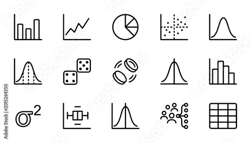 Data Visualization Icons Set, Statistics Charts & Graphs, Analysis Symbols