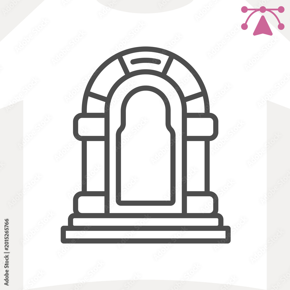 Fototapeta premium Magic portal line icon, enchanted, gate concept. Vector graphics. Door to other realms, arch sign and editable stroke, outline style icon for mobile or web design.