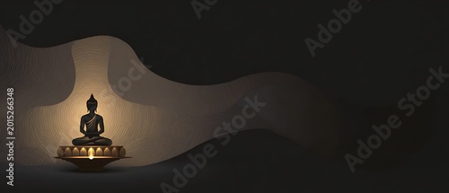 elegant vesak lantern with buddha meditation shadow 