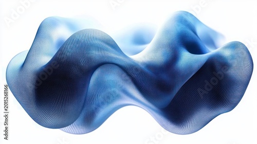 blue undulating 3d mesh wave with fine grid texture and soft lighting conveying calm, fluid motion and a tranquil digital surface