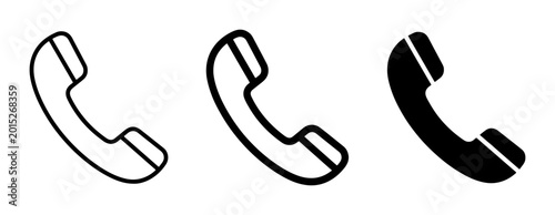 Foto Telephone Receiver Icons: Outline, Line Art, Solid Black, Communication Symbols