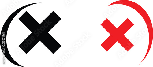 Photos Stylized graphic symbols featuring 'X' marks for rejection, cancellation, and er