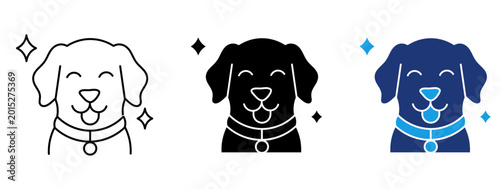 Εκτύπωση καμβά Happy Pet Dog and Puppy icon collections.