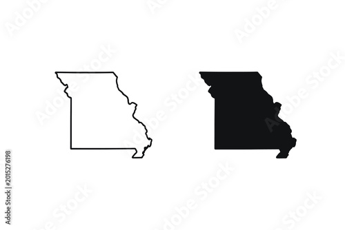 Missouri State Outline and Silhouette Vector Map