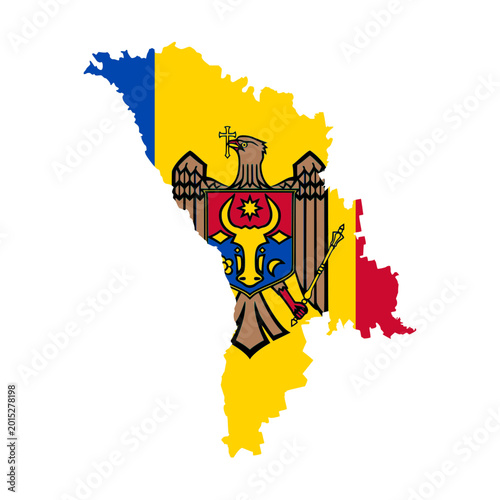 Moldova flag map. Moldova flag map vector. Moldova flag map on white background
