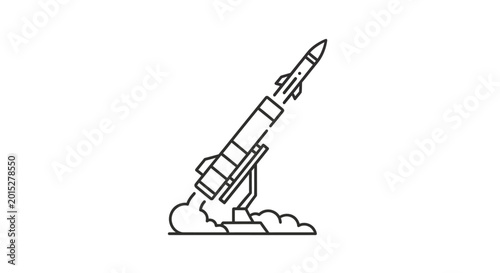 Foto Missile Launching From Launcher - Line Art Icon