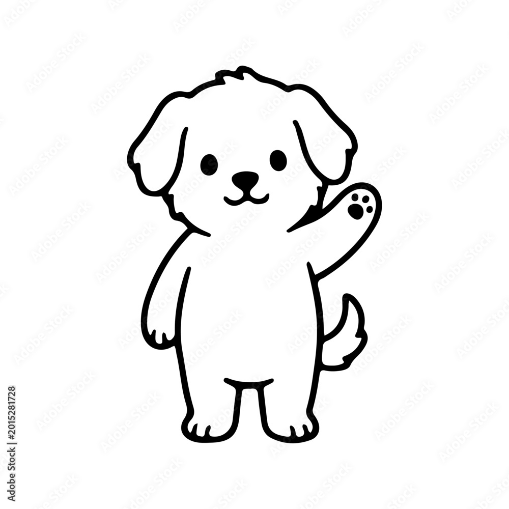 Fototapeta premium Line art paw dog doodle character