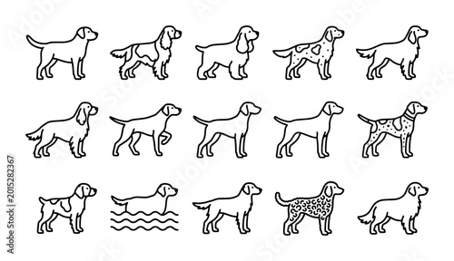 Photos Dog Breed Icons Set, Pet Silhouettes Collection, Canine Vector Graphics, Animal