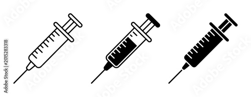 Foto Syringe Icons Set: Medical Injection, Vaccination, Liquid Dosing, Healthcare Sym