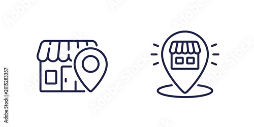 Local shop line icons on white