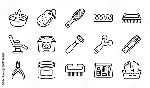 Quadro su tela Pedicure Tools Set, Foot Care Icons, Spa Equipment Vector Graphics, Beauty Salon