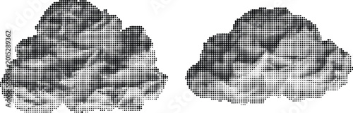 Foto Two crumpled paper clouds on transparent background against white