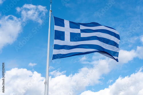 BANDIERA DELLA GRECIA DALL'ACROPOLI DI ATENE