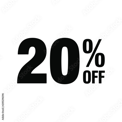 Tableau sur toile Black twenty percent off discount sale promotion black background isolated