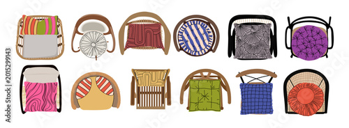 Photos Colorful cushions adorn outdoor armchairs from above