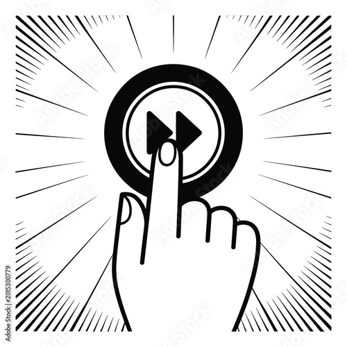 Hand Clicking Play Button Vector Illustration