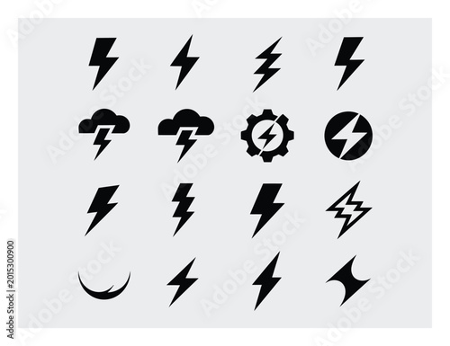 Lightning Bolt Vector Icons Set