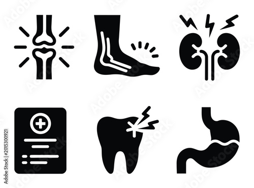 Medical Pain Icons Vector Illustration