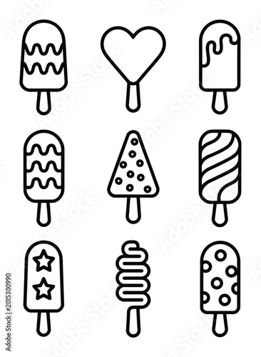 Popsicle Vector Icons Set of Nine Different Designs