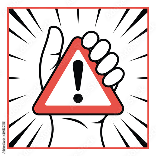 Warning Sign Vector Illustration with Hand