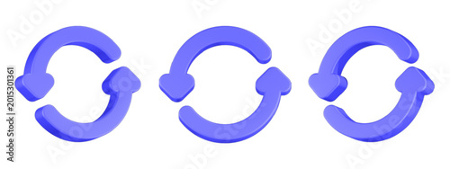 refresh icon 3d render blue color