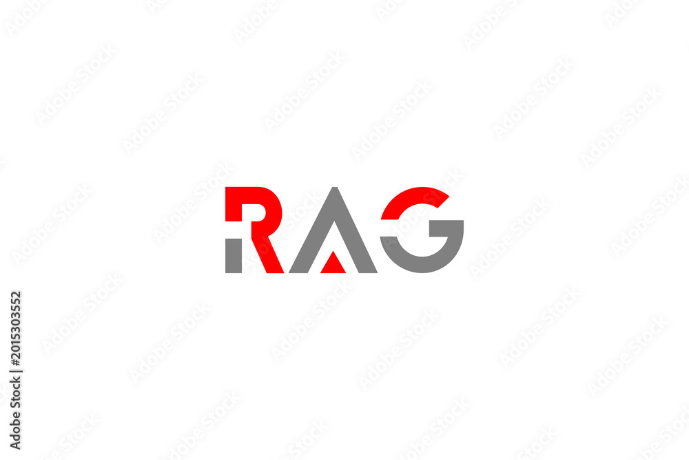 Obraz premium Modern RAG Letter Logo Design | Minimalist Red & Grey Geometric Brand Identity Icon for Businesses