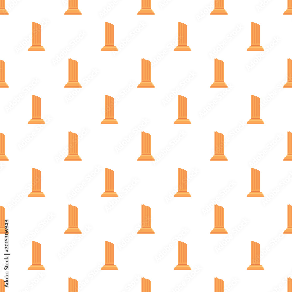 Fototapeta premium Ancient greek or roman column ruins forming an orange seamless pattern