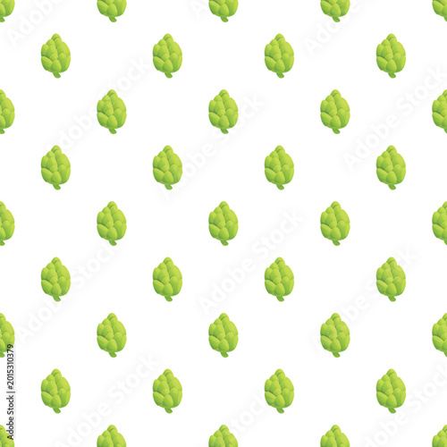Green artichoke buds creating a seamless repeating pattern on a white background