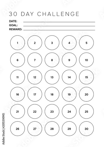 Modern 30 Day Challenge Tracker Template A4 Minimalist Habit Builder for Business Performance and Personal Growth