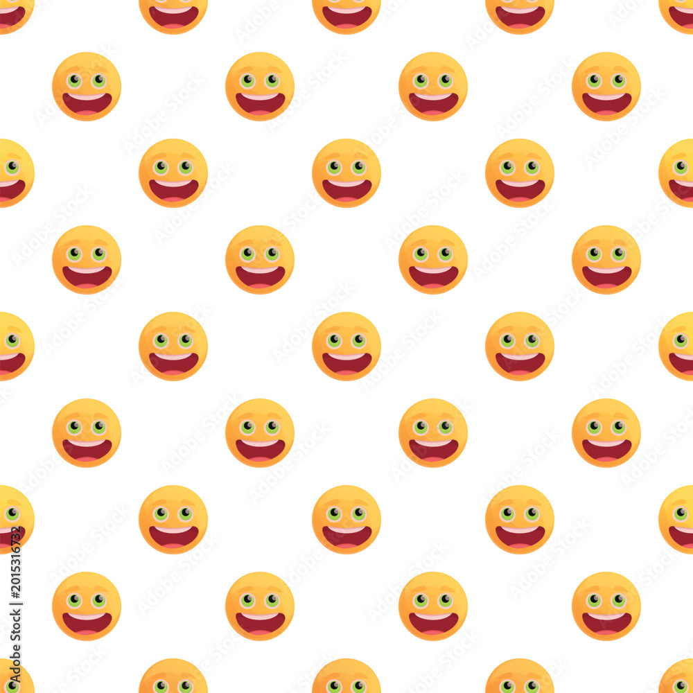 Fototapeta premium Yellow grinning emoji faces forming a cheerful repeating background design