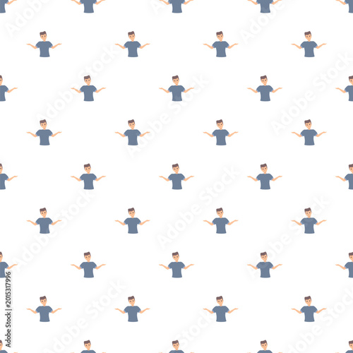 Foto Man shrugging shoulders with hands open, showing confusion and ignorance on seam