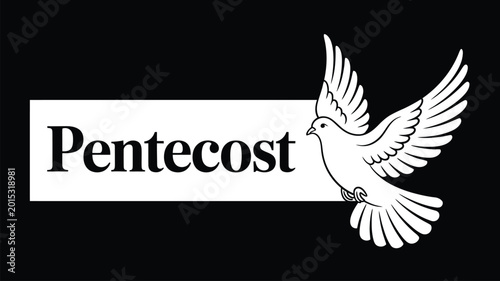 Foto Pentecost Christian Faith Banner with White Dove Symbol and Elegant Typography o