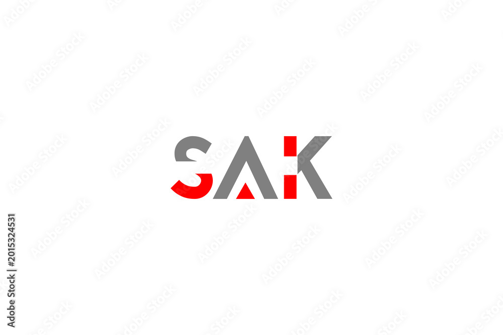 Fototapeta premium SAK Modern Geometric Lettermark: Bold Red and Gray Minimalist Logo for Innovative Tech Branding