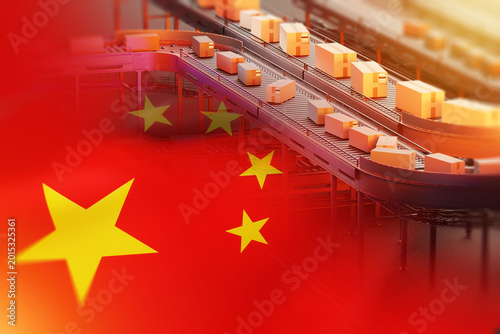 Cuadro en lienzo China logistics, parcel sorting