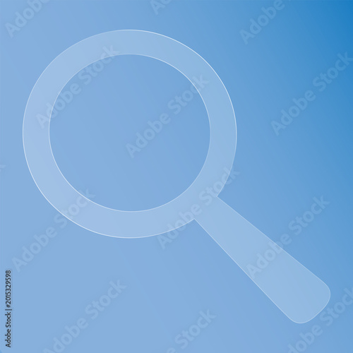 Glass effect a magnifying glass icon on a blue gradient background for search concepts morphism