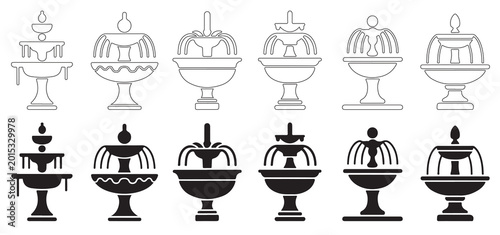 Tableau sur toile A collection of different fountain designs with varying shapes and structures