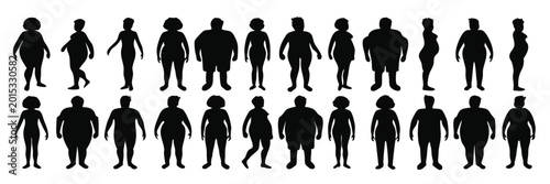 Foto Overweight people silhouettes set isolated flat