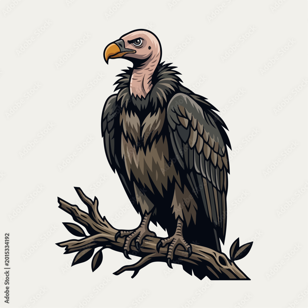 Obraz premium Cartoon vector illustration of a vulture